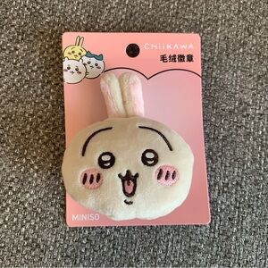 BNWT Miniso 7.5cm Chiikawa Usagi Mochi Mochi Face plush Badge Pin Brooch